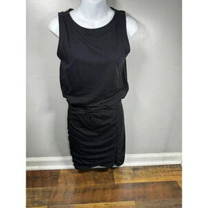 Athleta Women’s Westwood Tulip Black Jersey Knit Ruched Cotton Tank Dress XS